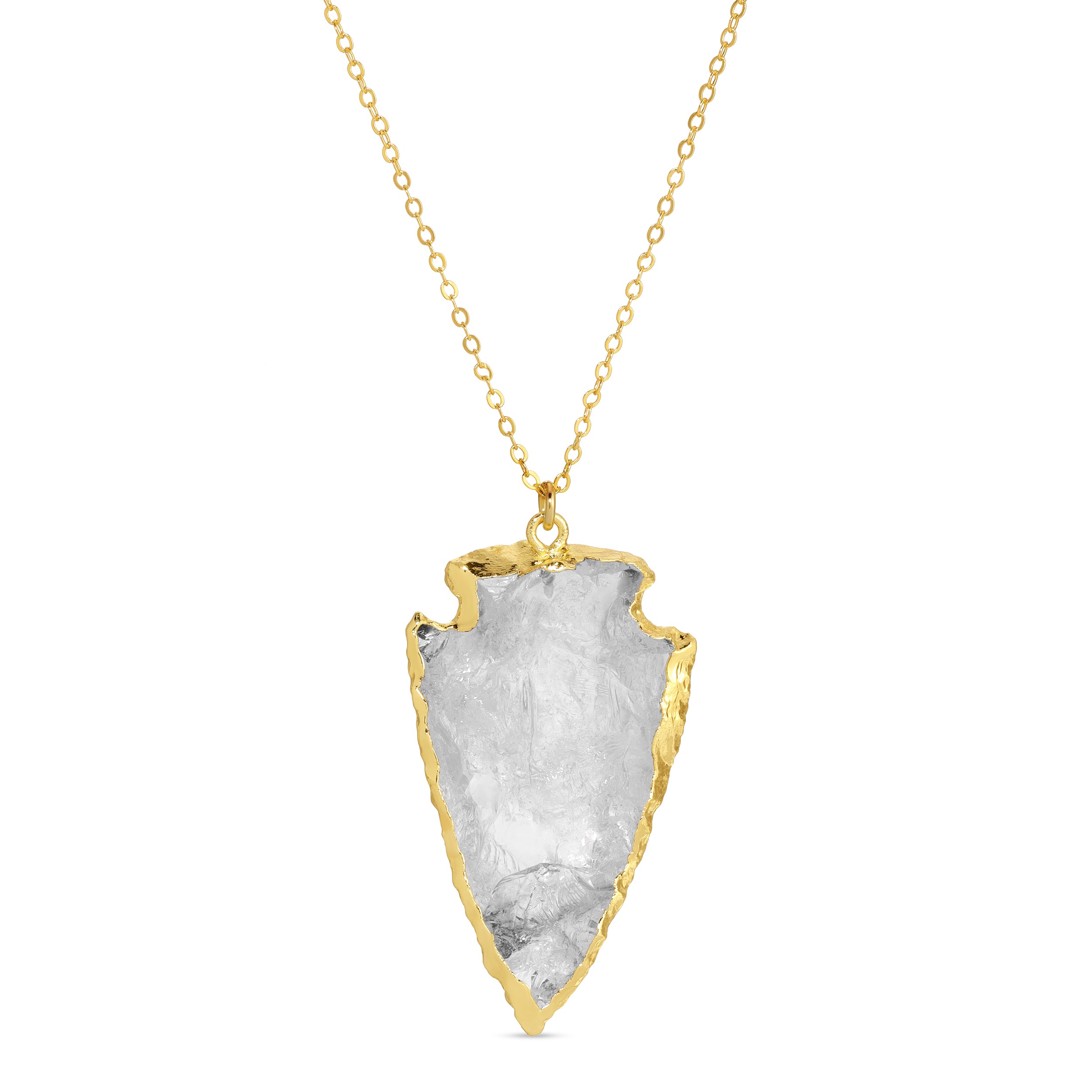 Store Gold Quartz Arrowhead Pendant